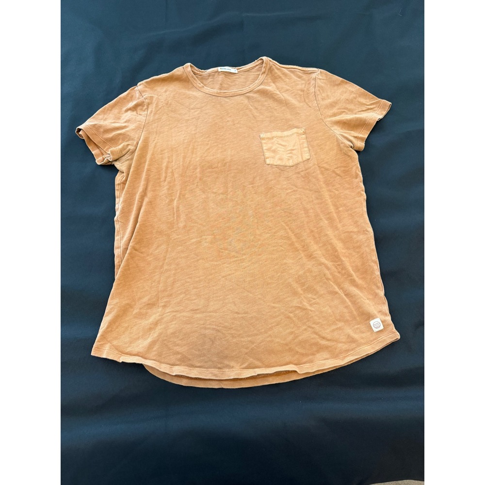 Marine Layer Mens Short Sleeve Pocket Tee Orange Cotton Slub Crewneck Size M